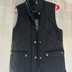 J. Crew Black Quilted Vest with Gold Details